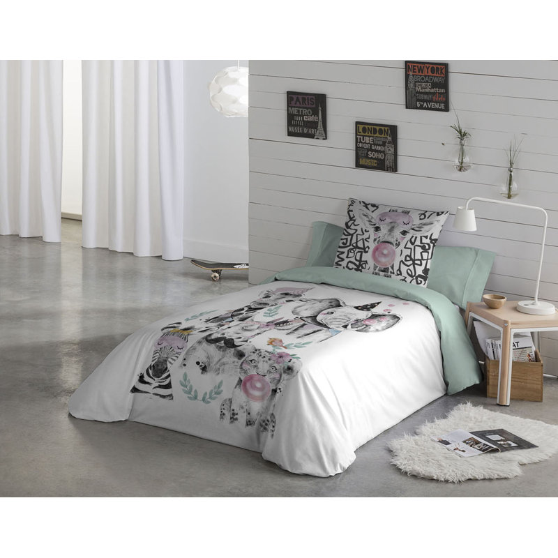 Ensemble de housse de couette en coton 2 pièces Lika (l 66 po x L 86 po), Housse de couette simple + 1 taie décorative