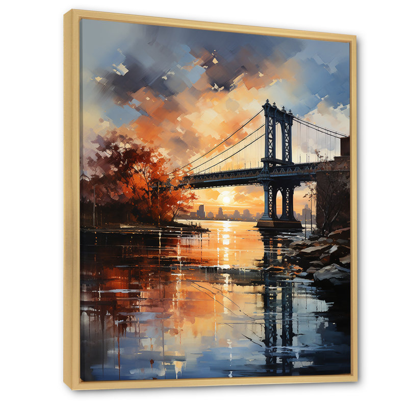 Pont Darbi New York Bronx sur toile, H 32 po x l 16 po x P 1 po, Cadre naturel flottant