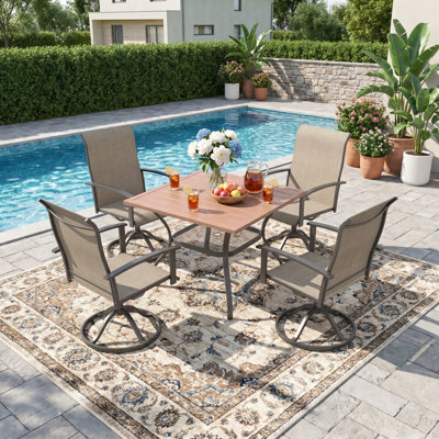 Ensemble de salle à manger de patio pour 4 personnes avec chaises pivotantes