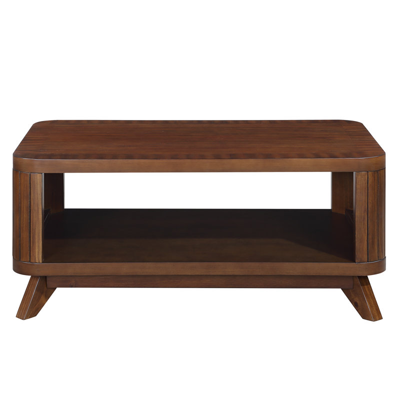 Valen 41.5" Walnut Solid Wood Coffee Table, Brown/Espresso Wood