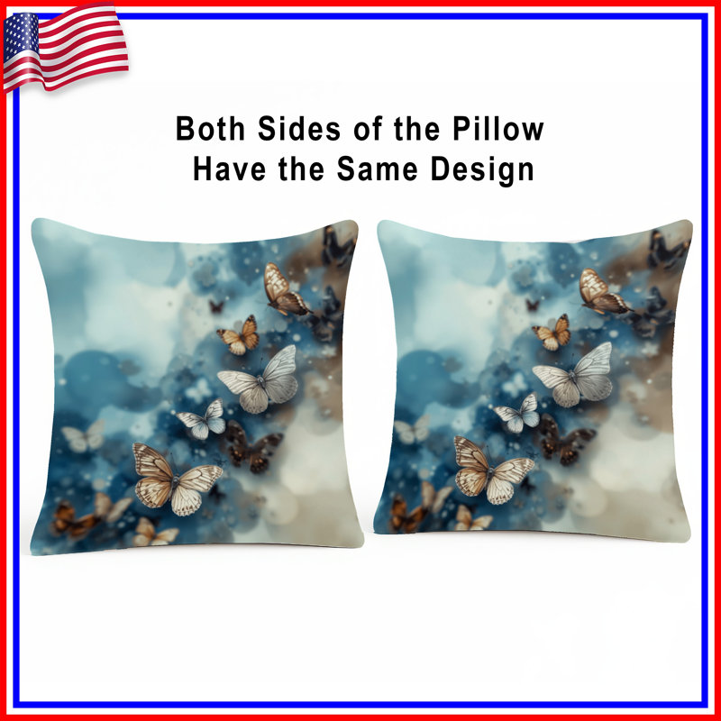Butterflies In Flight Double Sided Throw Pillows, 16 x 16 inches