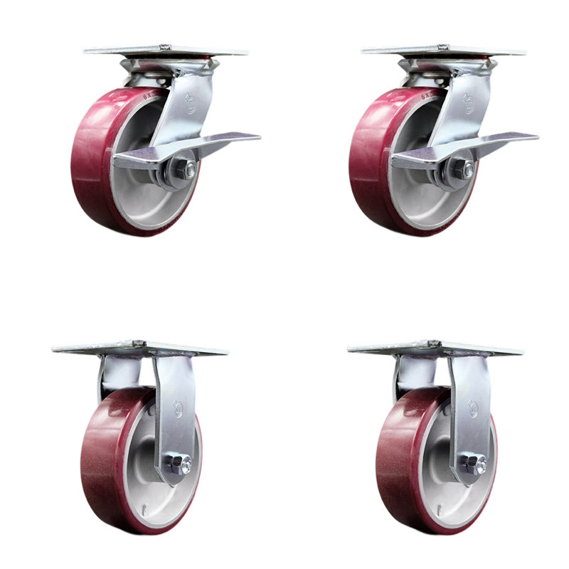 4 Piece Polyurethane on Aluminum Caster Set