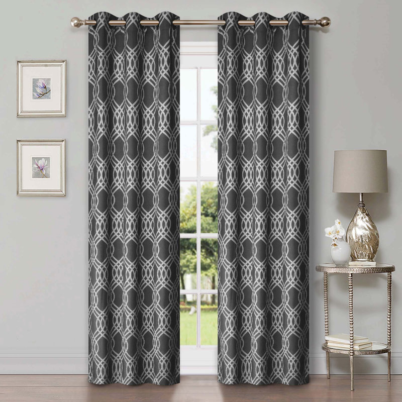 Scotia 100% Polyester Light Filtering - Room Darkening Curtain Pair, Gray, 42" W x 84" L