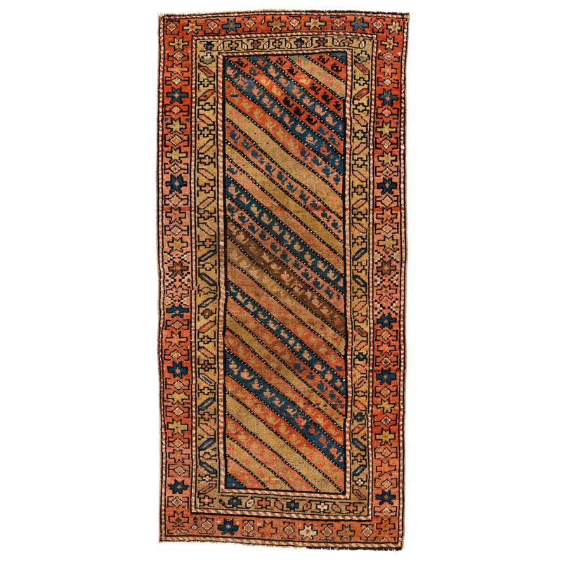 Tapis de couloir rétro rétro fait à la main 3 x 6 multicolore et rouge Anatolian