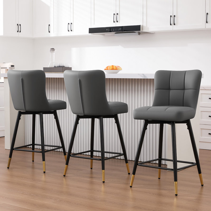 Tabouret de bar pivotant 26 po, Gris, 3