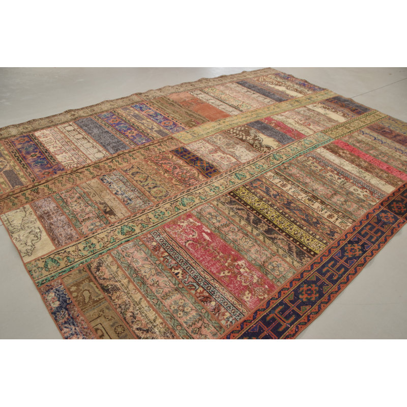 Tapis Oushak rétro surdimensionné rétro à motif patchwork pour décoration bohémienne