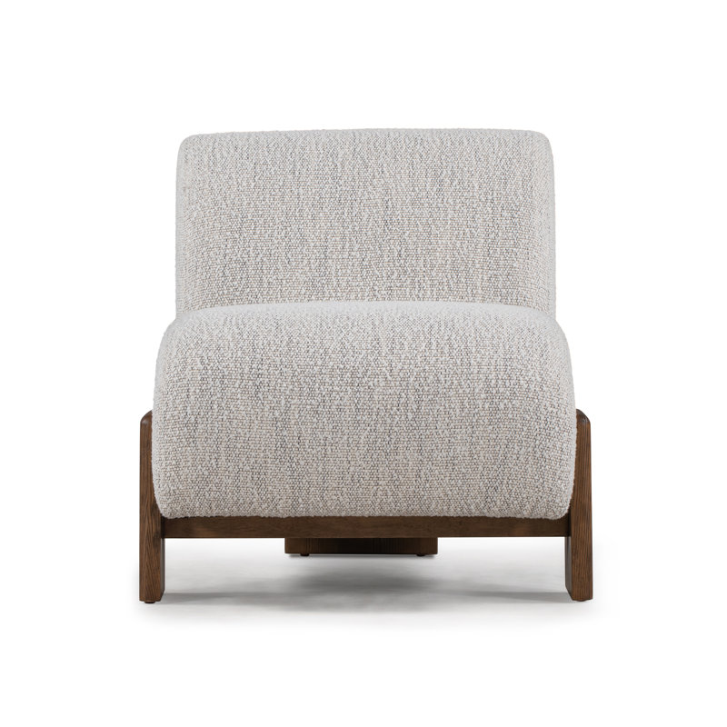 Slipper Chair, Ivory Polyester Blend