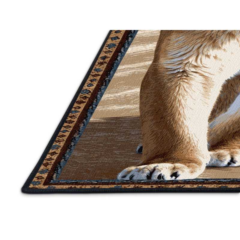 Washable Rocky Mountain Cougar Big Cats Area Rug, Square 6'