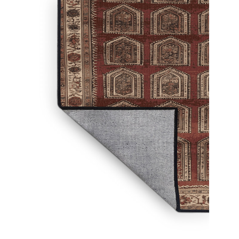 Machine Washable Persian Black Area Rug, Round 6'