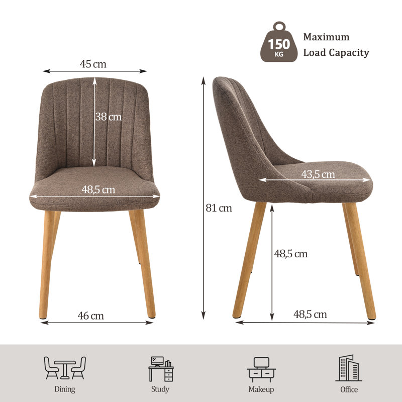 48.5cm H Upholstered Side Chair, Brown Linen/Natural