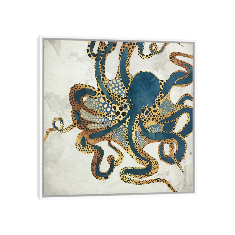 Underwater Dream VI - impression d'art graphique, Blanc, H 37 po x l 37 po, Toile avec cadre flottant