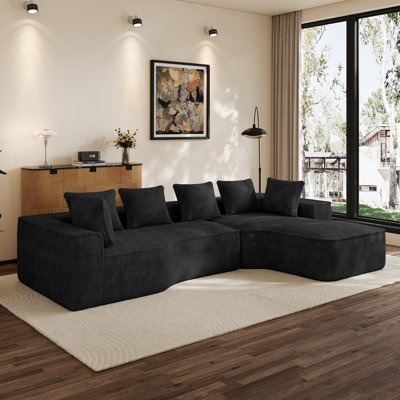 134"W Oversized Sectional Couch With L-Shape Chaise, Upholstered Curved Sofa For Living Room, No Assembly Required