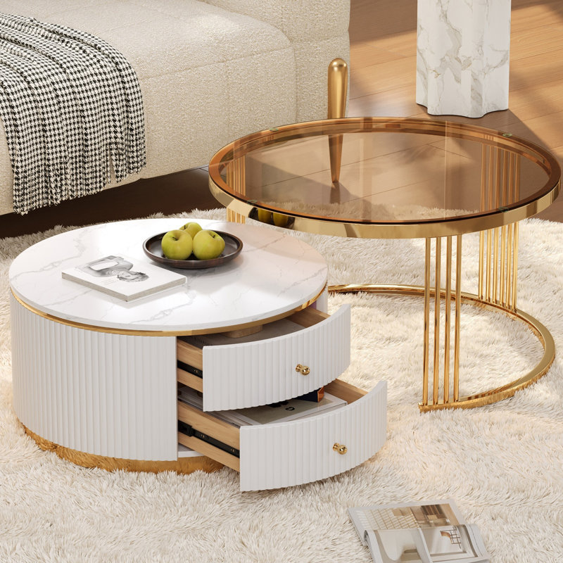 Ensemble de tables basses gigognes 27 po, Blanc
