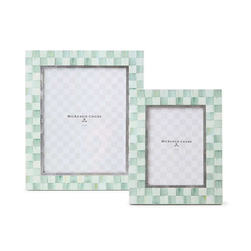 Courtly Check Lacquer Frame, Green/Cream, 8" W x 10" H