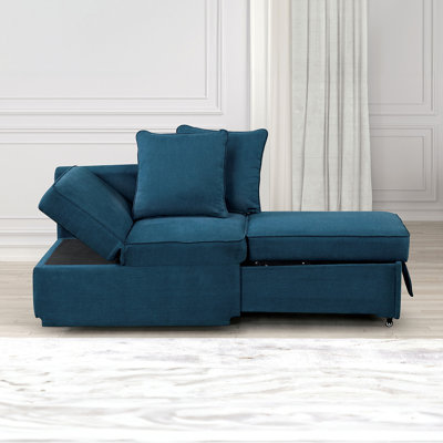 Contemporary Style 1Pc Convertible Chair Fabric Functional Storage Seat W Pillows Living Room