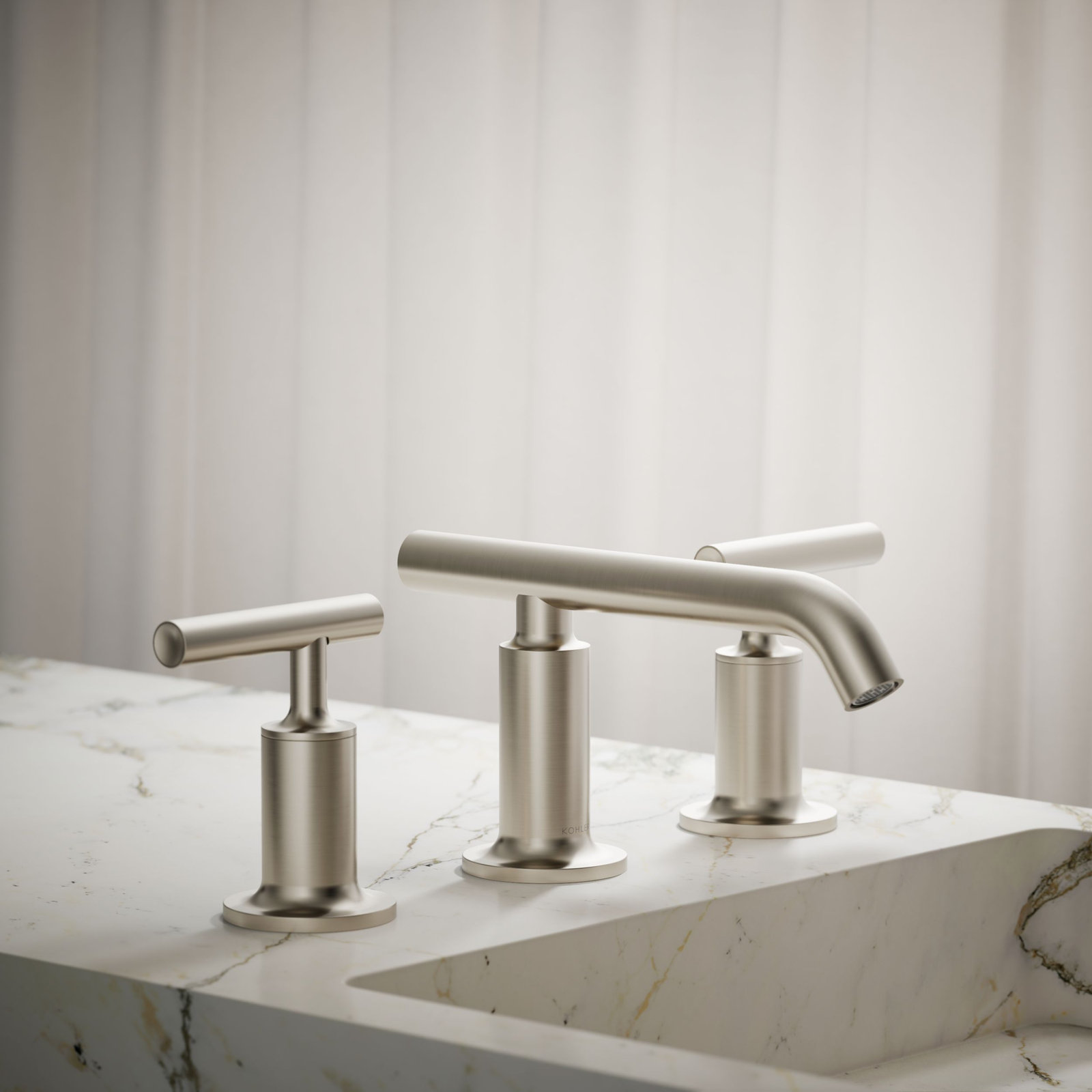 Purist Widespread Bathroom Faucet with Drain Assembly, Vibrant Brushed Nickel