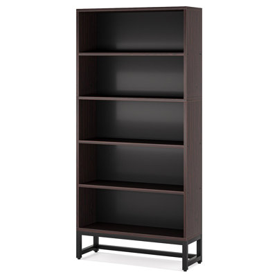70.87" 5-Tier Sandalwood Heavy Duty Bookshelf Library Organizer For Living Room, Office, Bedroom