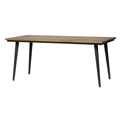 Solid Wood Top Metal Base Dining Table