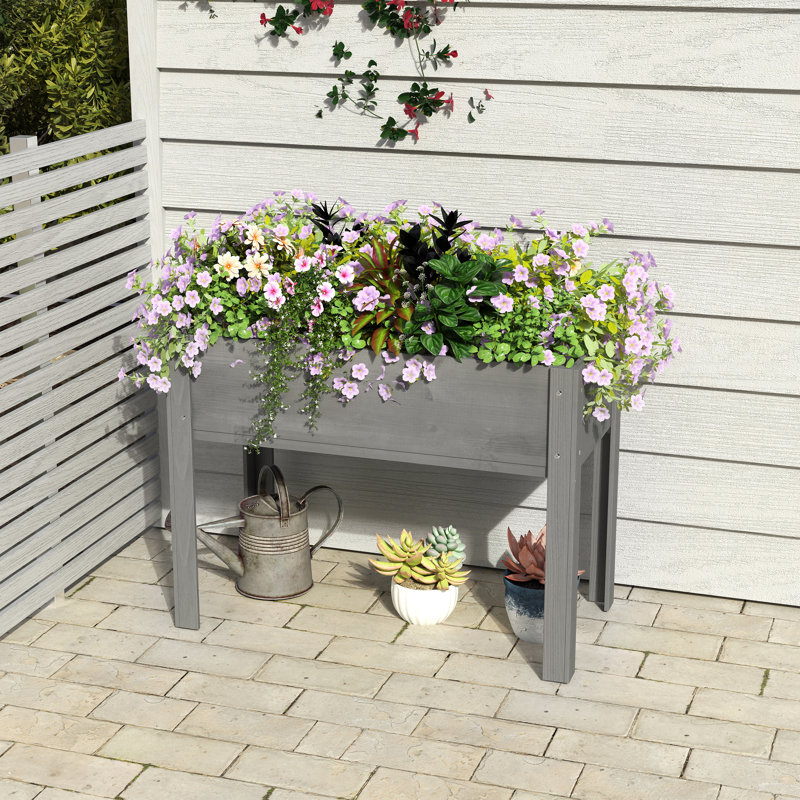 Lit de jardin surélevé avec pieds, H 30 po x l 16 po x P 31 po, Gris
