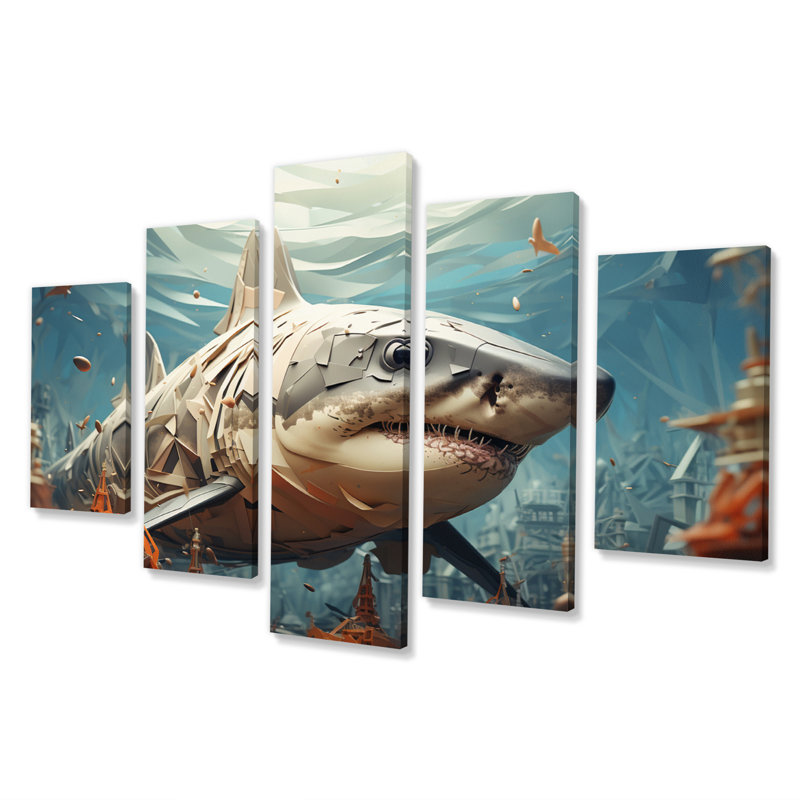 'Shark Coastal Guardian - Animals Canvas Art Print - 5 Panels