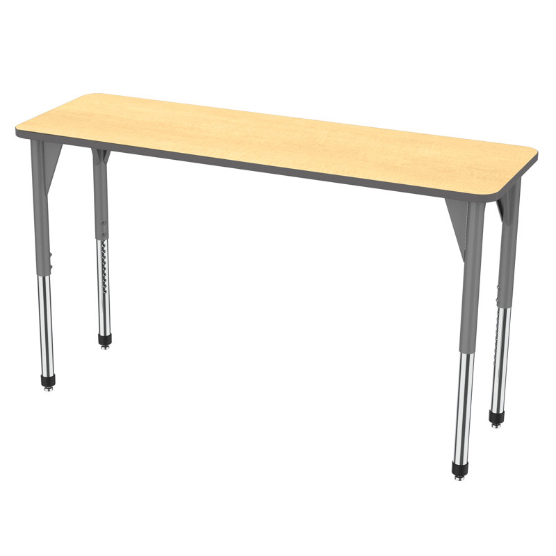Table d'activité rectangulaire à hauteur réglable Premier Series, H 42 po L 72 po x l 24 po, Érable fusion, Gris