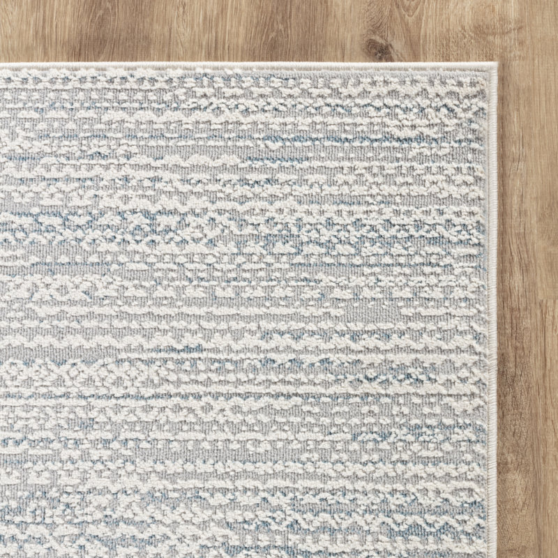 High-Low Preston Rug, Rectangle 12' x 15'2", Blue/Ivory/Gray