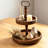 Farmhouse Style Two-Tier Wooden Tray Stand - Rustic Serving And Display Tray For Home Decor, Coffee Bar, And Table Centerpiece