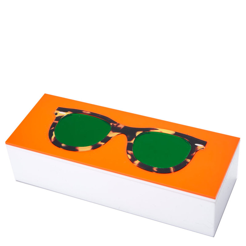 Trinket Decorative Box, Orange/Green/White