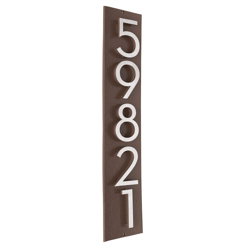 Plaque d'adresse verticale flottante 4 po (5 chiffres), Sable, Nickel satiné deux tons