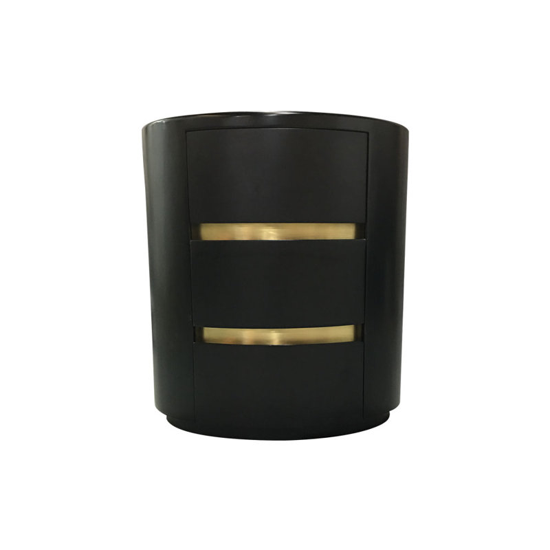 Auguster 60cm W Solid Wood Bedside Table, Black