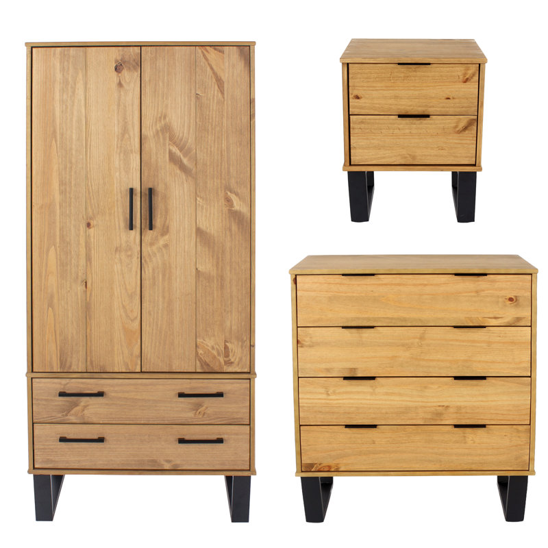 Solid Wood 3 Piece Bedroom Set