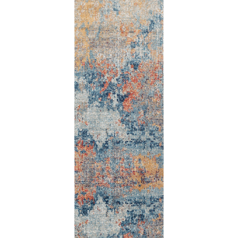 Cebes Modern Boho Burnt Orange Area Rug, Runner 80 x 220cm