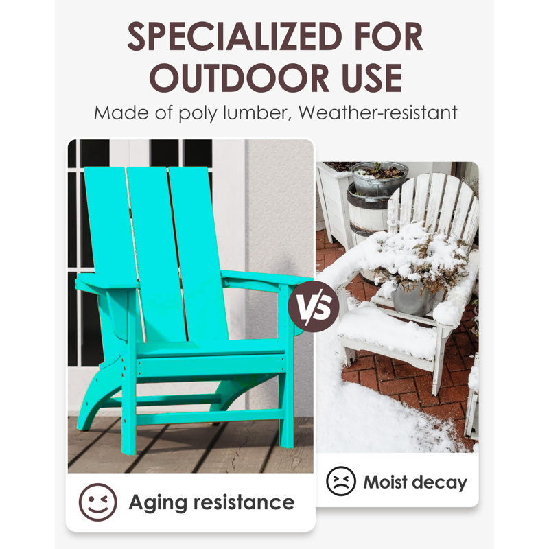 Chaise Adirondack en plastique Atchison, Bleu Aruba