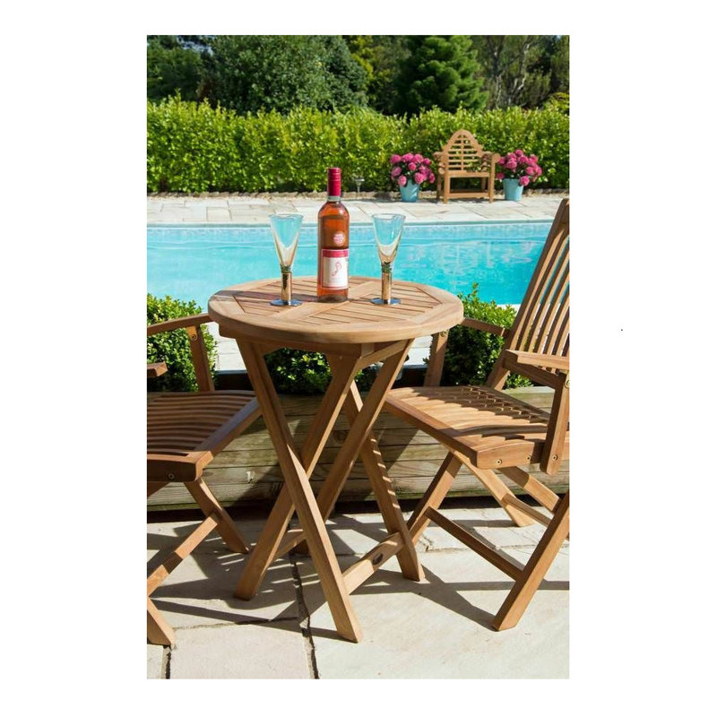 Mylinda 2 - Person Teak Solid Wood Patio Dining Set Round Table