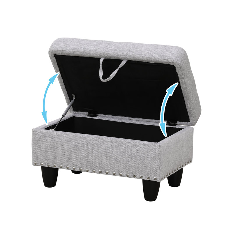 Repose-pieds en flanelle avec rangement, Tissu gris