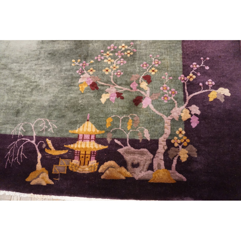 Antique Wool Gray Purple / Lavender Mauve Hand Knotted Pile Rug