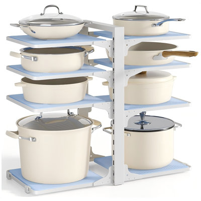 Pots And Pans Organizer Under Cabinet, 8 Tier Heavy Duty Pan Organizers Inside Cabinet, Adjustable Pot Rack For Small Kitchen Storage