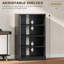 Cabinet multimédia avec portes en verre et tablettes réglables, pour disques vinyles