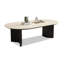 Table basse en pierre blanche avec pierre ovale-333406238-333406239