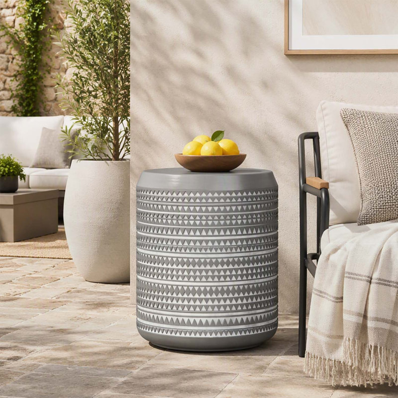 Outdoor Lightweight Concrete Side Table, MGO End Table with Triangular Design and Durable Construction