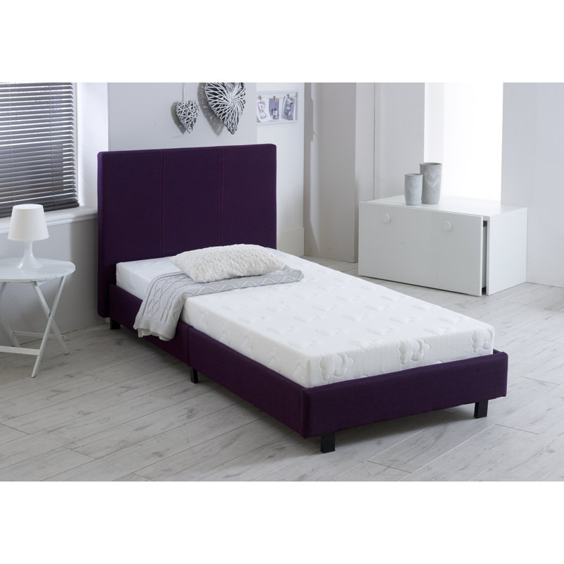 Morano Upholstered Bed with Mattress, Single (3'), Memory King, Purple