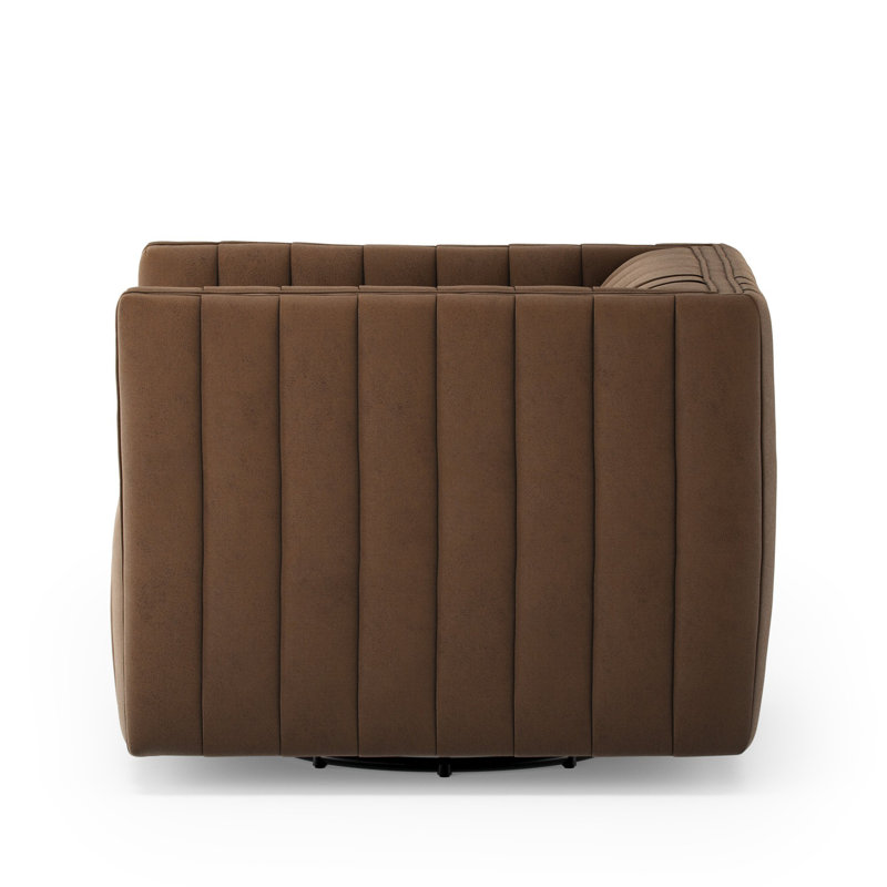 Augustine Swivel Armchair, Maestro Cigar Top Grain Leather