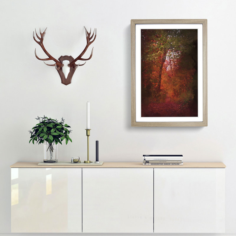 Path Through the Forest in Abstract - Picture Frame Graphic Art Print, Oak Framed, 36cm H x 27cm W x 2cm D