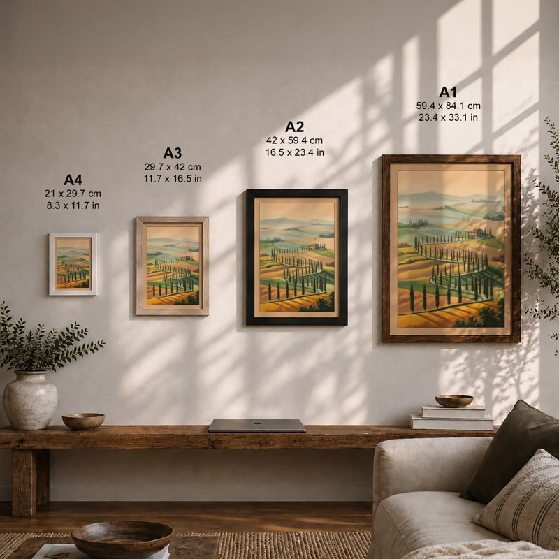 Tuscan Rolling Hills Rustic 1 Piece Single Picture Frame Wall Art, A1 - 84.1 x 59.4 cm, White