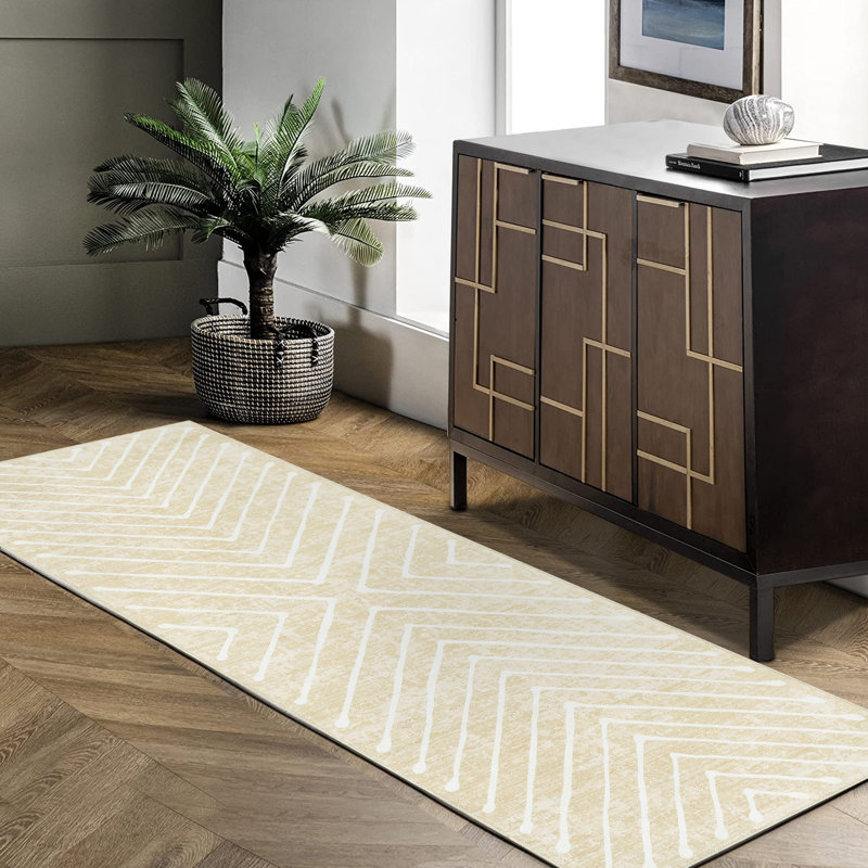 Tapis lavable à rayures Modern Modern, Tapis de couloir 2 pi x 6 pi
