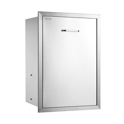 VEVOR 19.7"W x 29"H x 15.7"D Stainless Pull Out Waste Drawer Outdoor Kitchen Bin with Trash Bag Ring