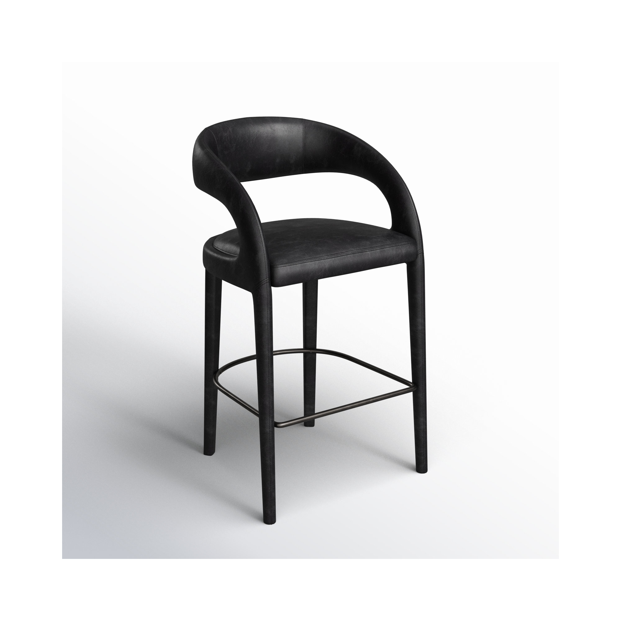Geoffrey Counter & Bar Stool, Bar Stool (30.51" Seat Height), Sonoma Black/Genuine Leather