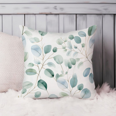 Botanical Eucalyptus Leaves Pattern Leaf III Cottage Throw Pillow Cover