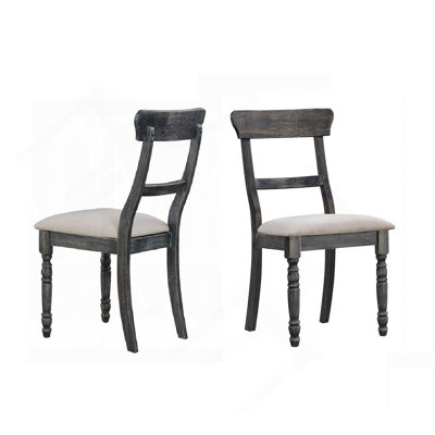 Ensemble de 2 chaises d'appoint de style rustique au fini gris, siège rembourré brun clair, meubles en bois pour le confort et l'élégance