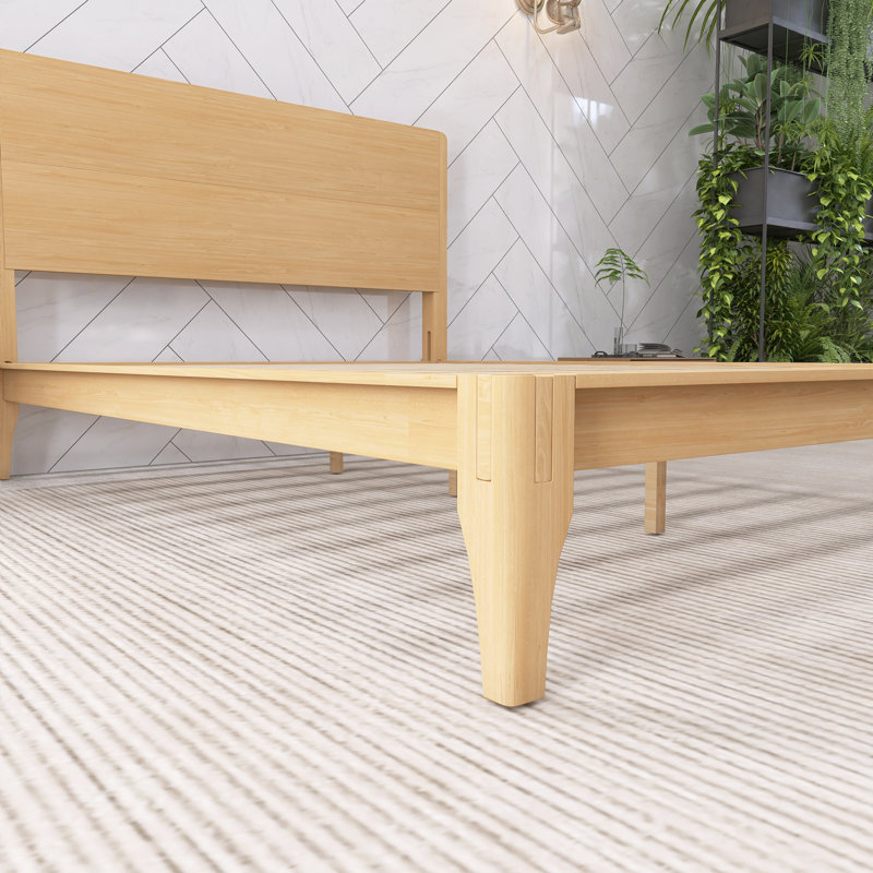 Full Size Natural Bamboo Wood Platform Bed, Full, Yellow